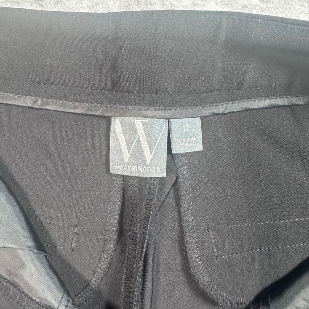 Worthington Womens Black Pleated Ankle Pants Size 12 NWT Tapered Slit Hem Dress - Picture 7 of 10